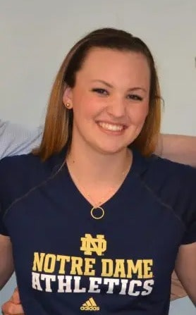 Sydney Golic wearing Notre Dame's t-shirt